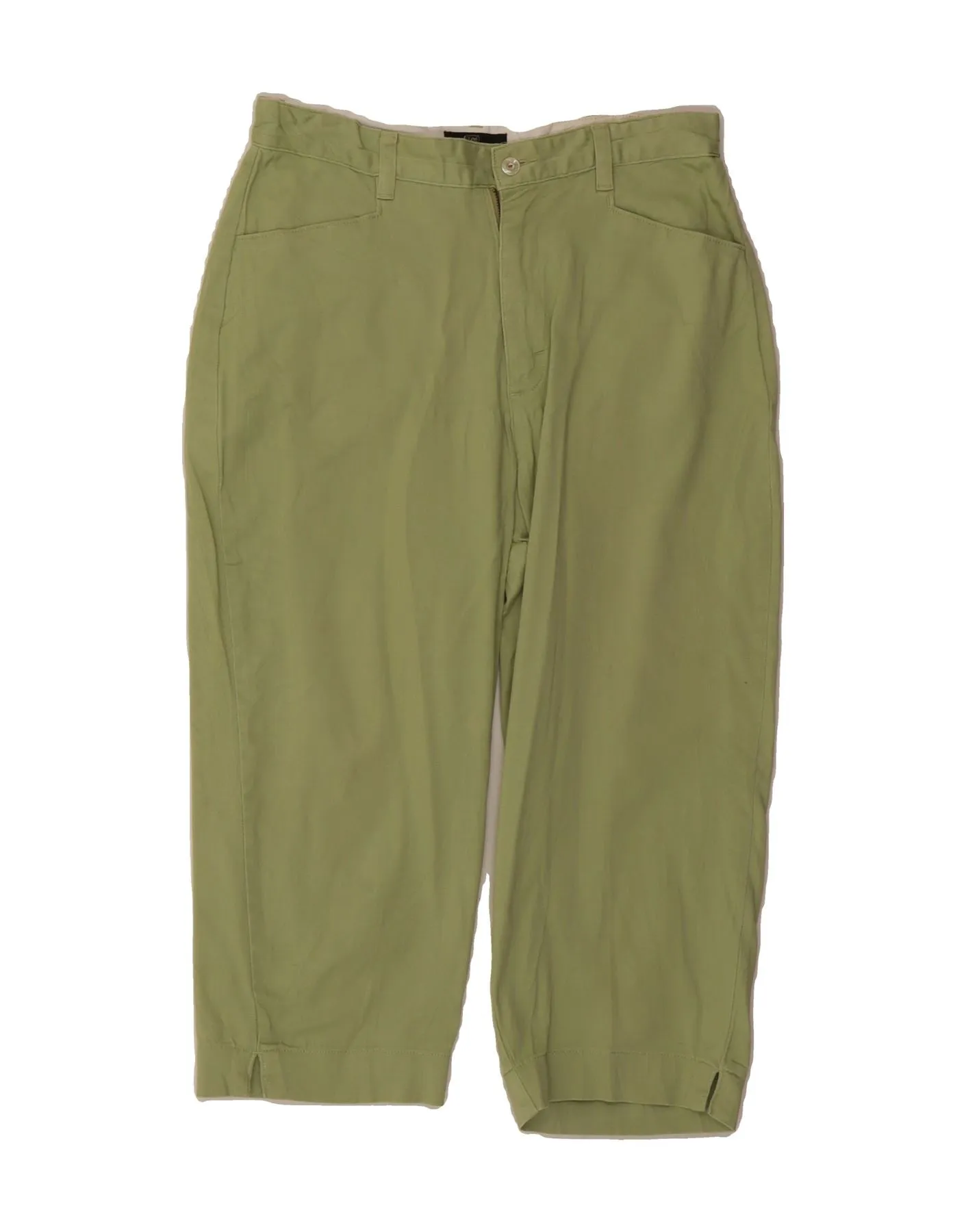 Impact Absorbing Padding LEE Womens Khakis High Waist Bermuda Shorts US 12 Large W30  Green Cotton