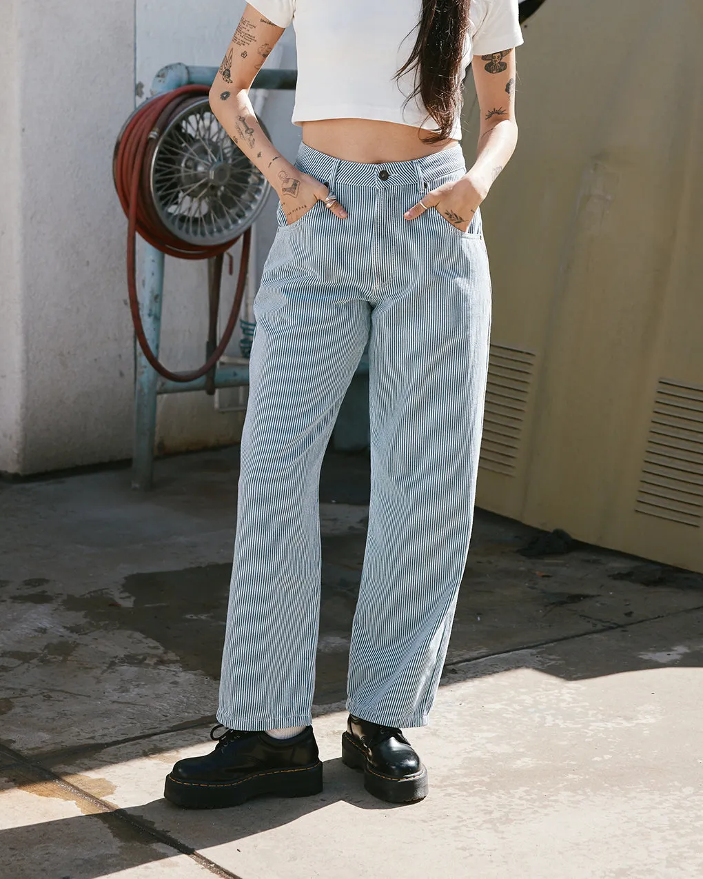 Nomad Pant - Blue Hickory Stripe Comfy Material