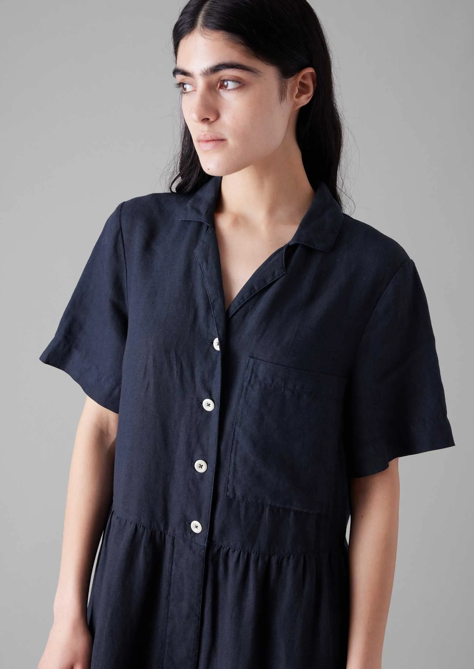 Sleek Appearance Sporty Stretch Fit Gathered Waist Linen Jumpsuit | Midnight