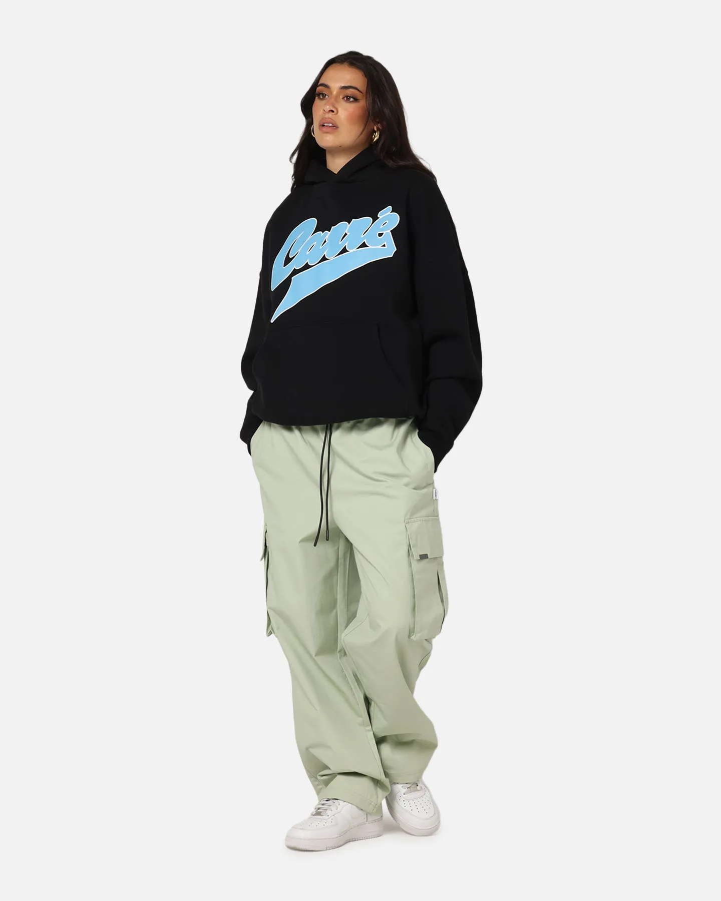 Carre Slugger Script Hoodie Black Eco Friendly Dye checkered pattern