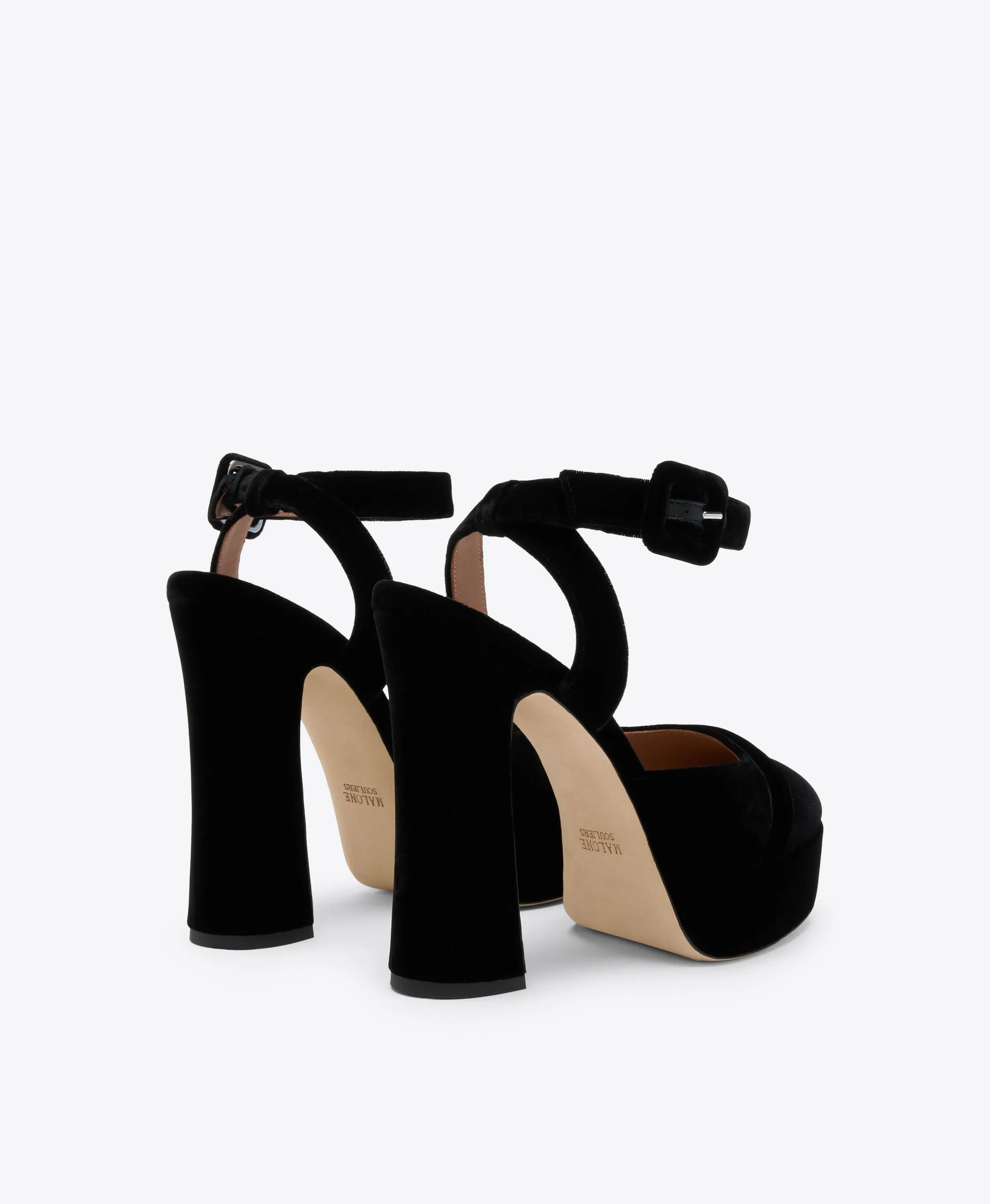 Fall Heels Chic Heels Mora Buckle 125 Black Velvet Platforms