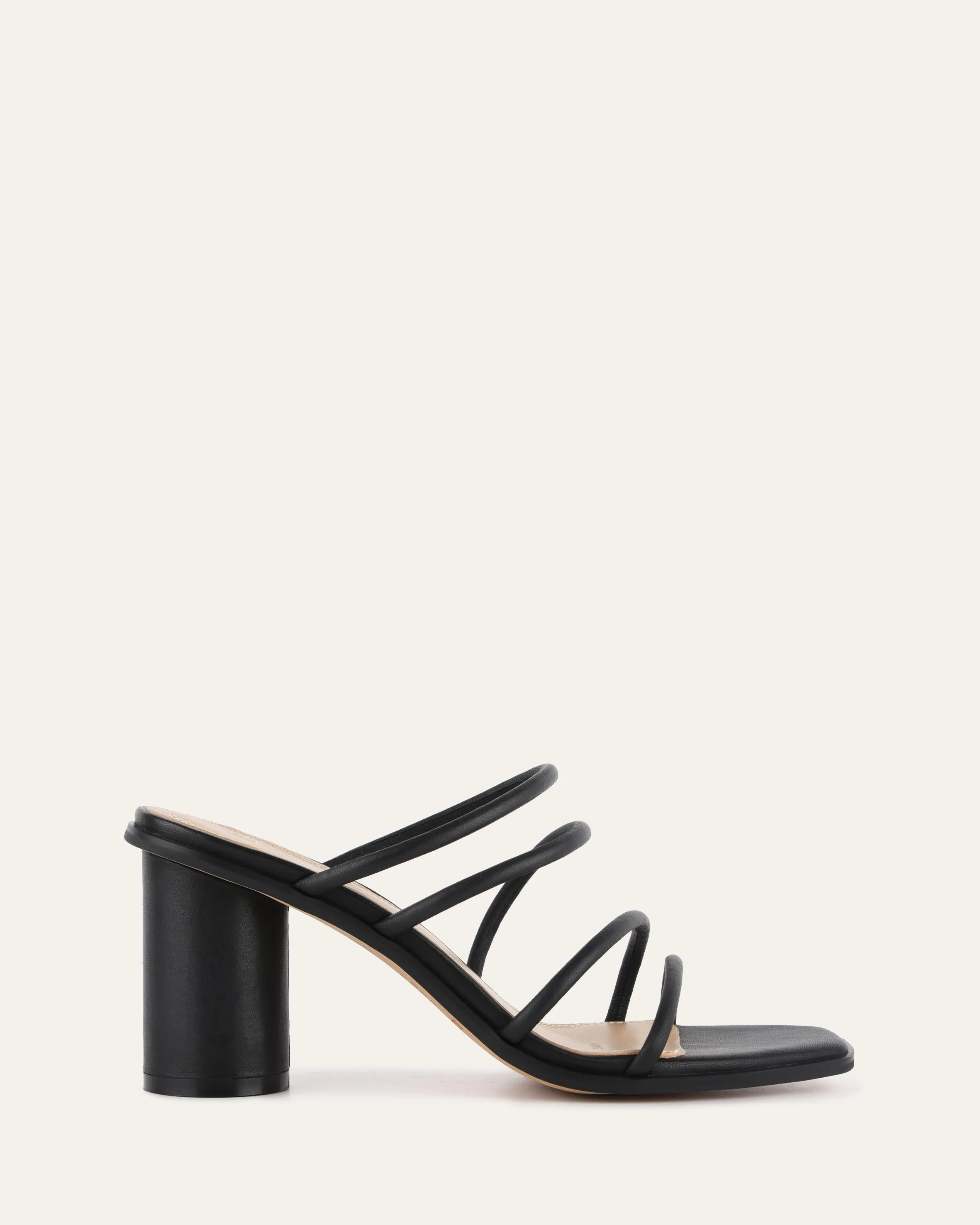 youth appeal NAOMI MID HEEL SANDALS BLACK LEATHER