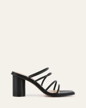 youth appeal NAOMI MID HEEL SANDALS BLACK LEATHER