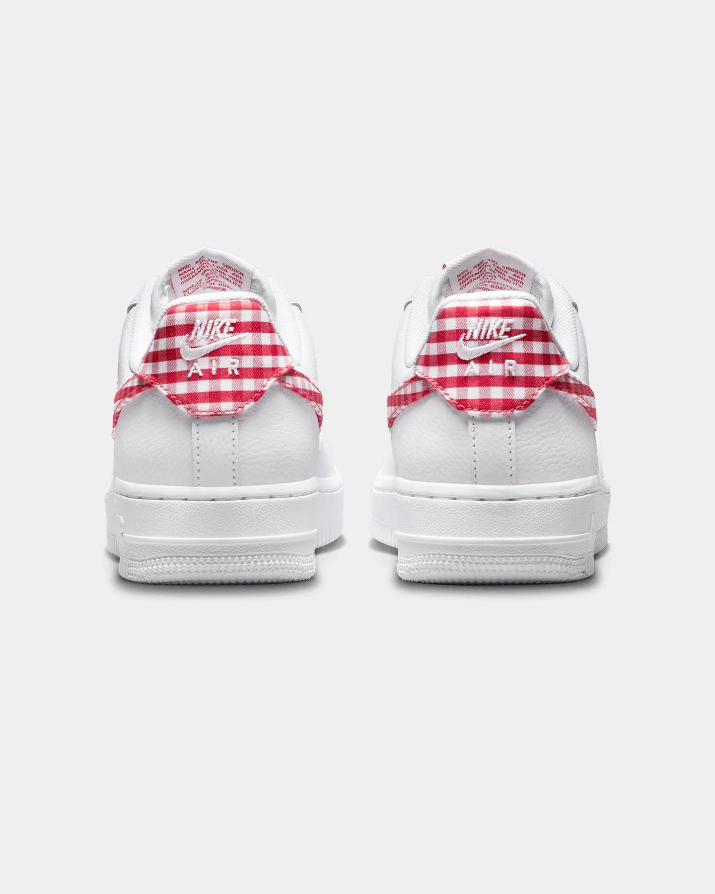 White Clean Nike Women's Air Force 1 '07 "Gingham Plaid" White/Mystic Red
