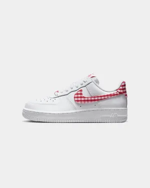 Kids Play Nike Women's Air Force 1 '07 "Gingham Plaid" White/Mystic Red
