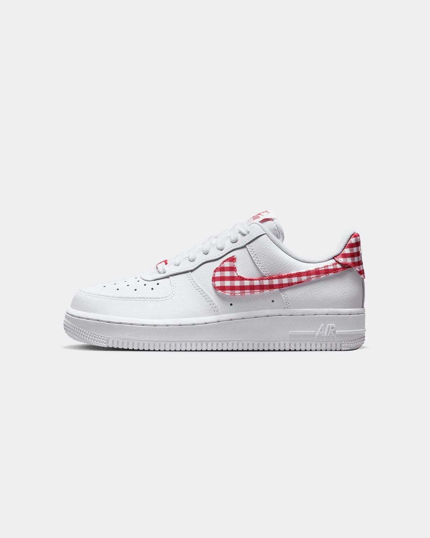 Kids Play Nike Women's Air Force 1 '07 "Gingham Plaid" White/Mystic Red