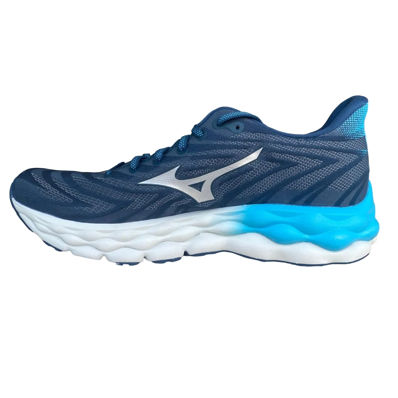 Mizuno scrpa da corsa da uomo Wave Sky 8 J1GC240205 t?? blu-argento Dynamic Motion Control all - weather suitability shoes