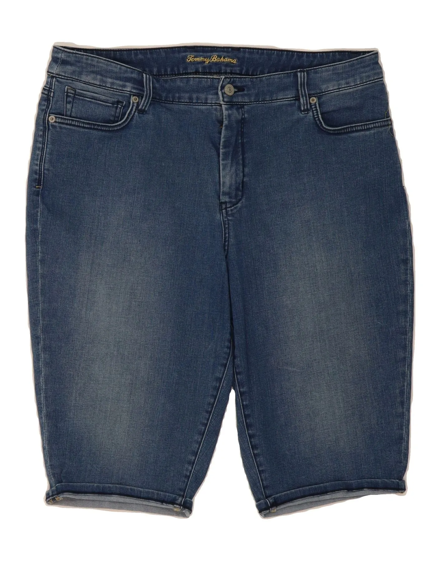 Work Ready TOMMY BAHAMA Womens Denim Bermuda Shorts W36 XL Blue Cotton