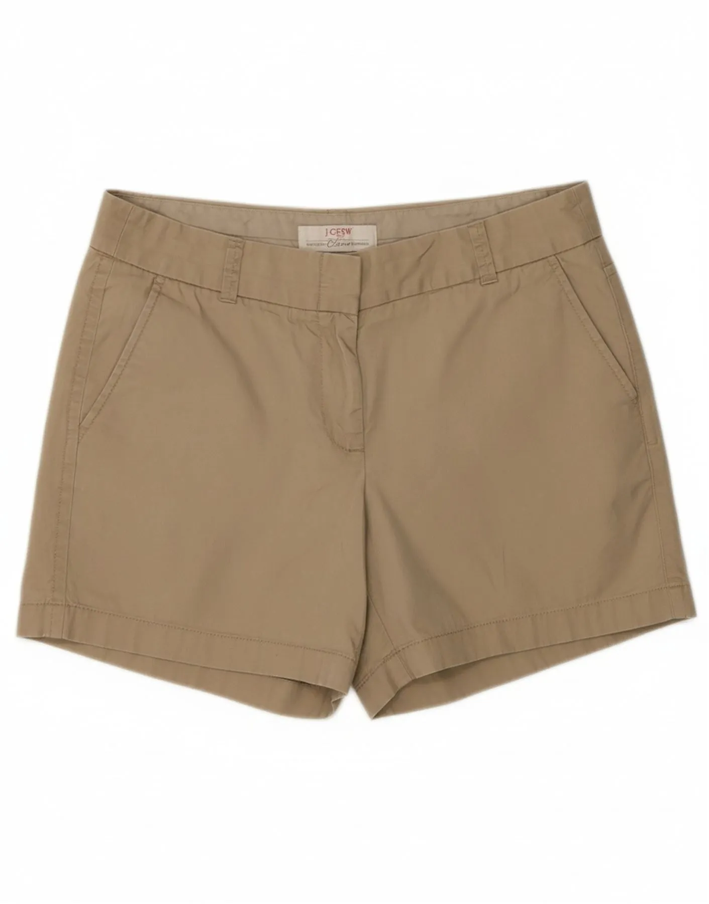 J. CREW Womens Broken In Chino Shorts US 8 Medium W32  Beige Cotton Holiday Gift StretchWaistband