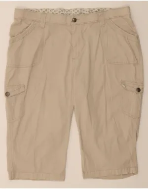 LEE Womens High Waist Cargo Bermuda Shorts US 18 2XL W38  Beige Cotton Secure Pocket Zippers