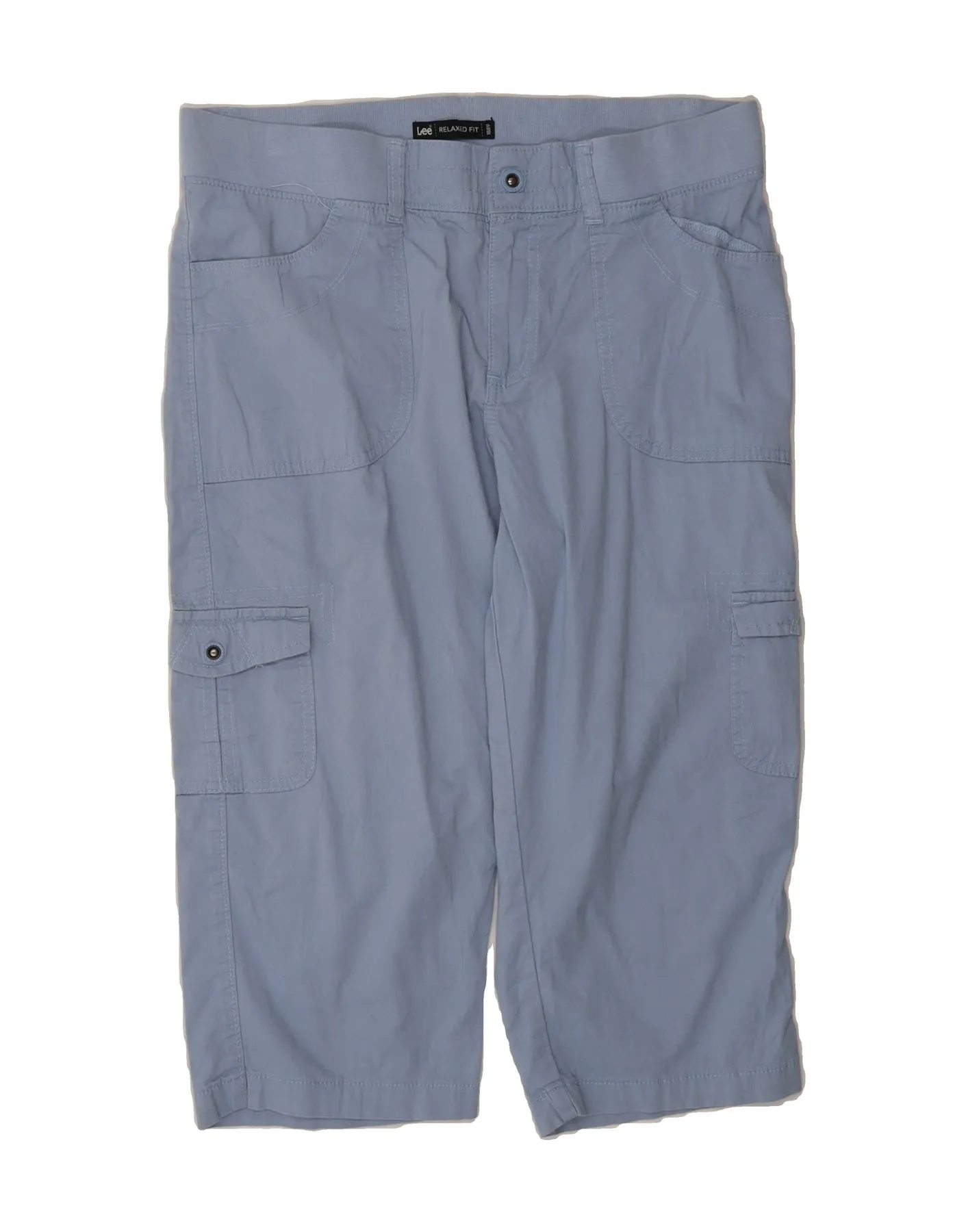 LEE Womens Relaxed Fit Cargo Bermuda Shorts US 12 Large W34  Blue Cotton Quick Movement Fit