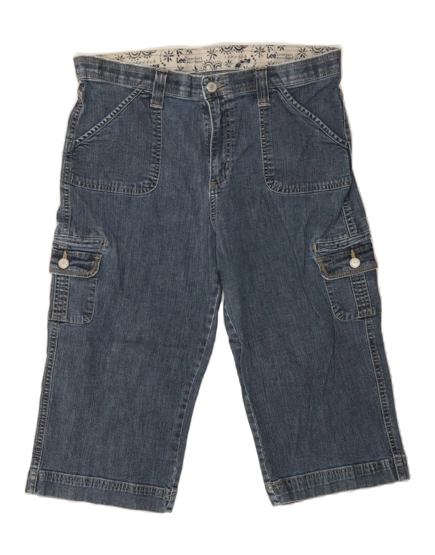 Odor Resistant Treatment LEE Womens Denim Cargo Bermuda Shorts W36 XL  Blue Cotton