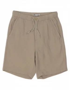 ZARA Womens Chino Shorts Medium W31 Beige Linen barbecue outfit Smart Fit