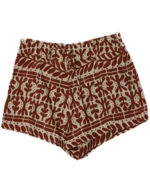 ZARA Womens Abstract Pattern Hot Pants Small W26  Brown Linen Summer Vibes