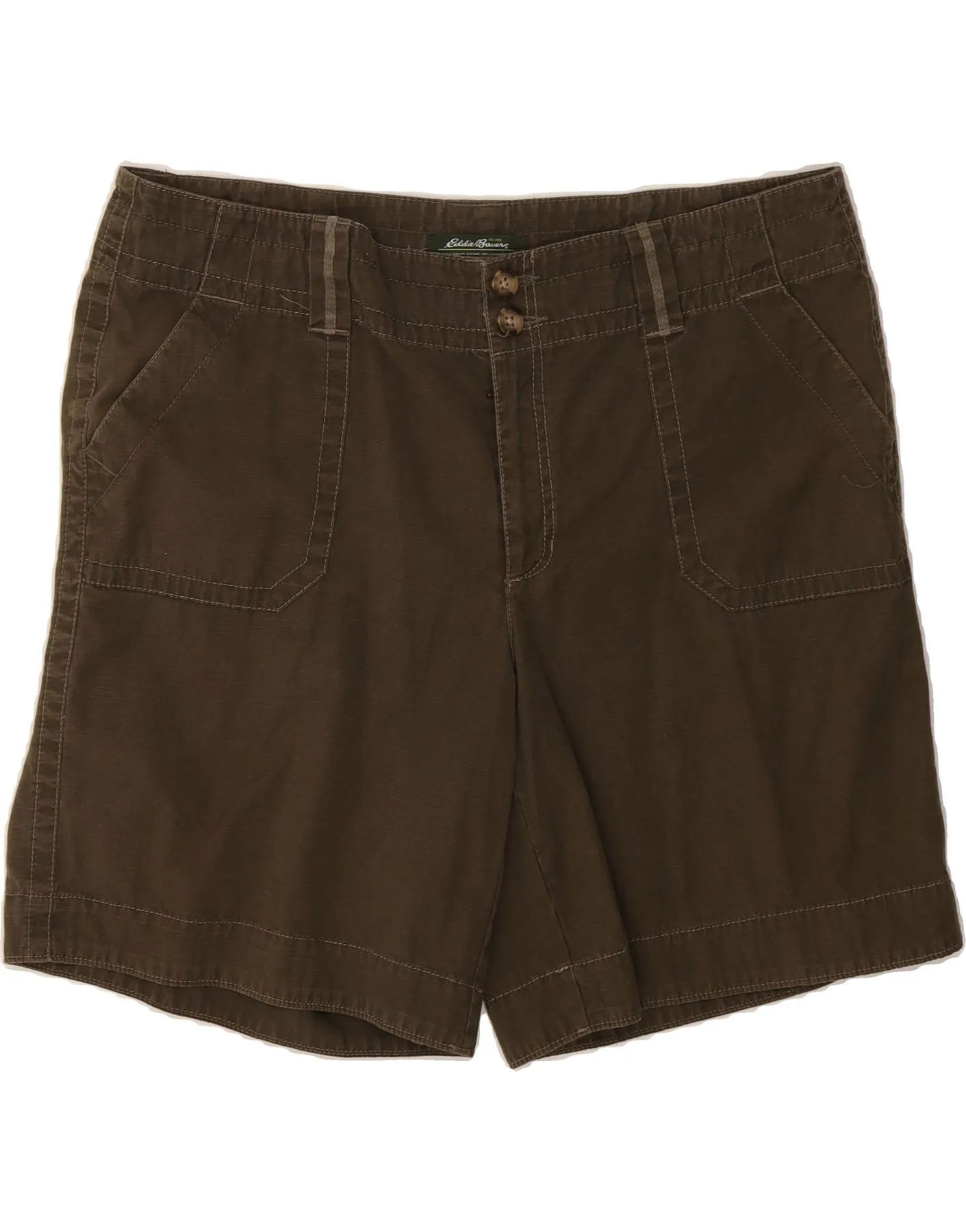 Warm Weather Wear Odor Resistant Coating EDDIE BAUER Womens Seattle Chino Shorts US 16 2XL W38  Green Cotton
