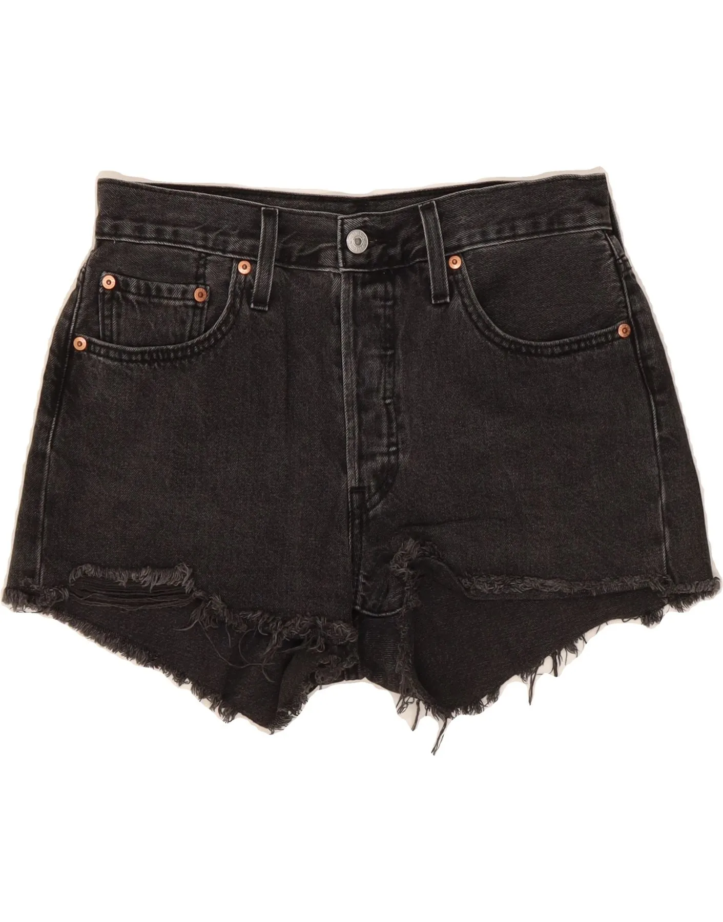 LEVI'S Womens 501 Denim Shorts W28 Medium Black Cotton Stretch Wear