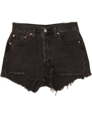 LEVI'S Womens 501 Denim Shorts W28 Medium Black Cotton Stretch Wear