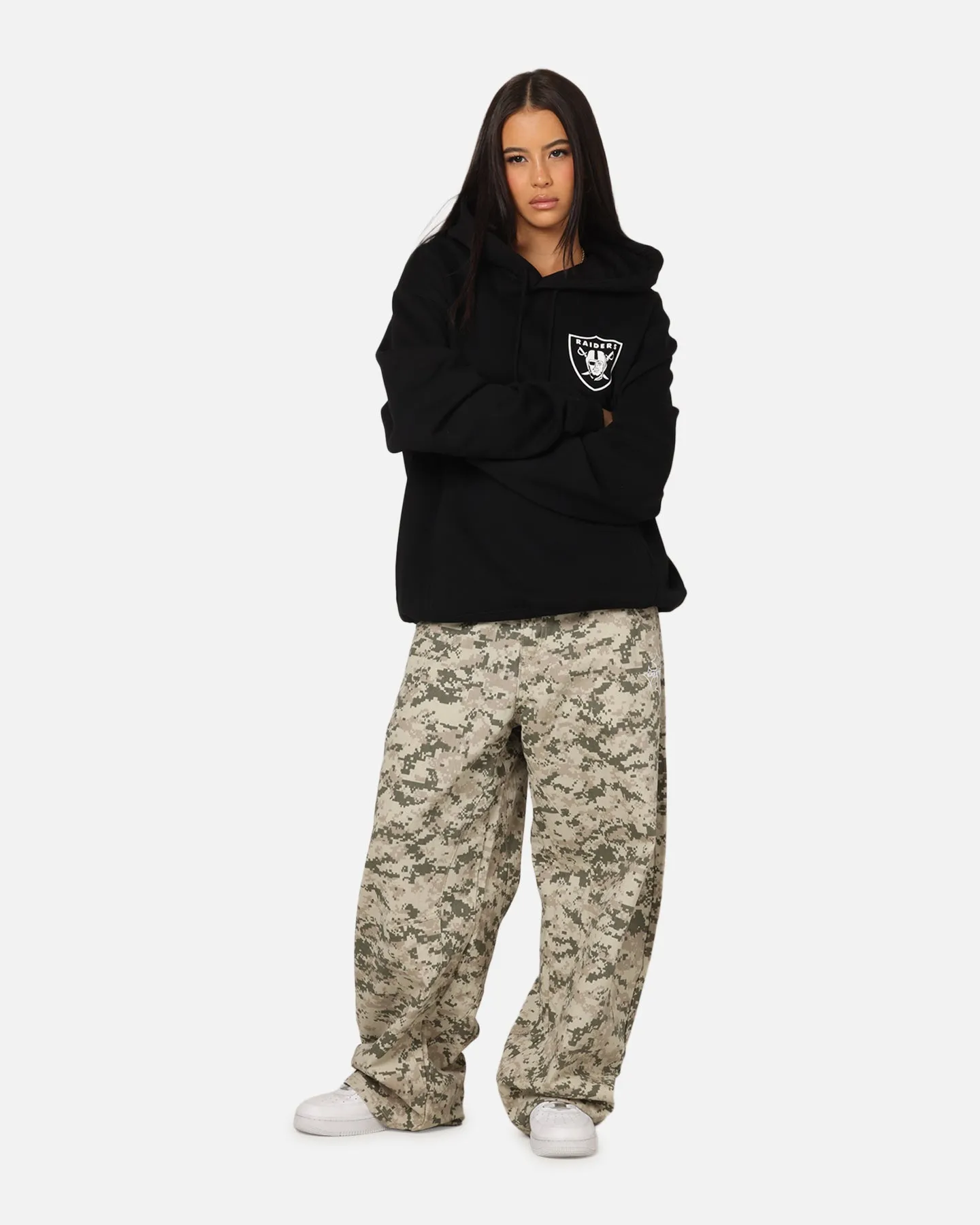 Majestic Athletic Las Vegas Raiders Champs Serial Mono Hoodie Black Daily Uniform Plush Feel