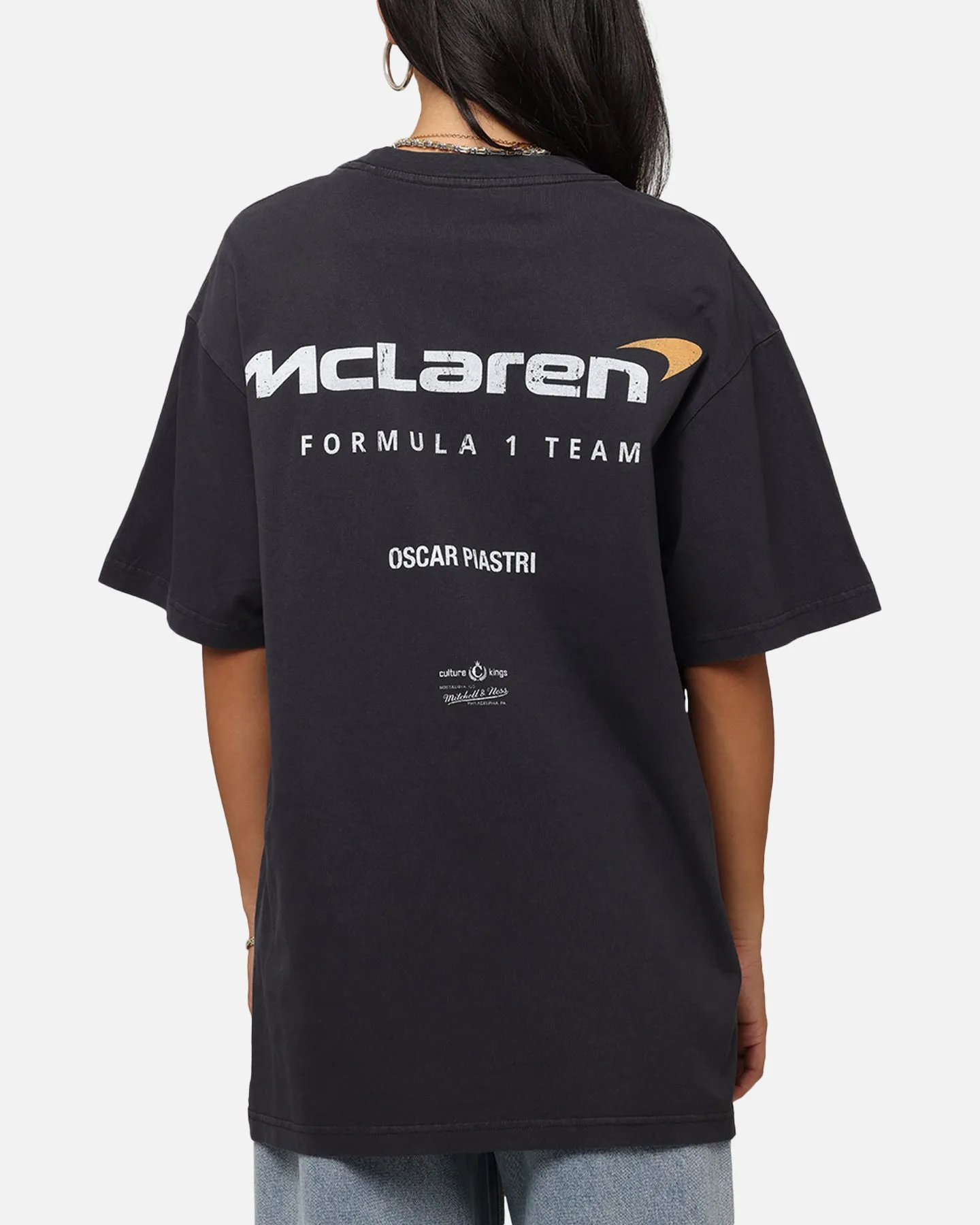 Light and Comfortable Chilly Day Wear Mitchell & Ness X Mclaren Oscar Piastri Helmet T-Shirt Faded Black