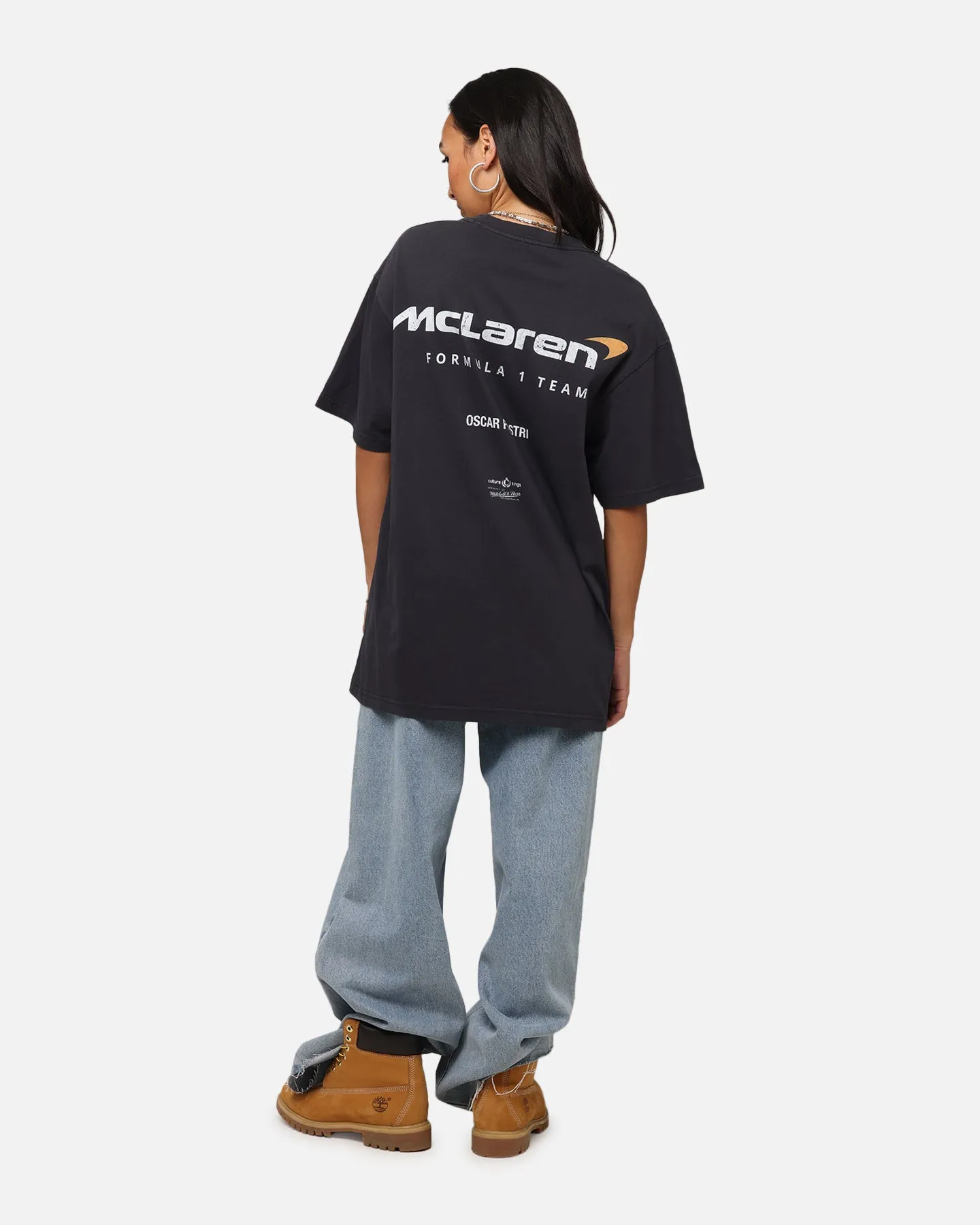 Mitchell & Ness X Mclaren Oscar Piastri Helmet T-Shirt Faded Black Simple and Chic AntiBacterialTreatment