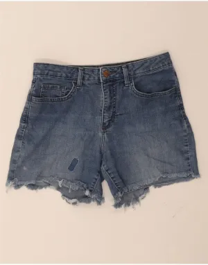 LEE Womens Riders Mid Rise Distressed Denim Shorts Small W28 Blue Cotton Wool blend