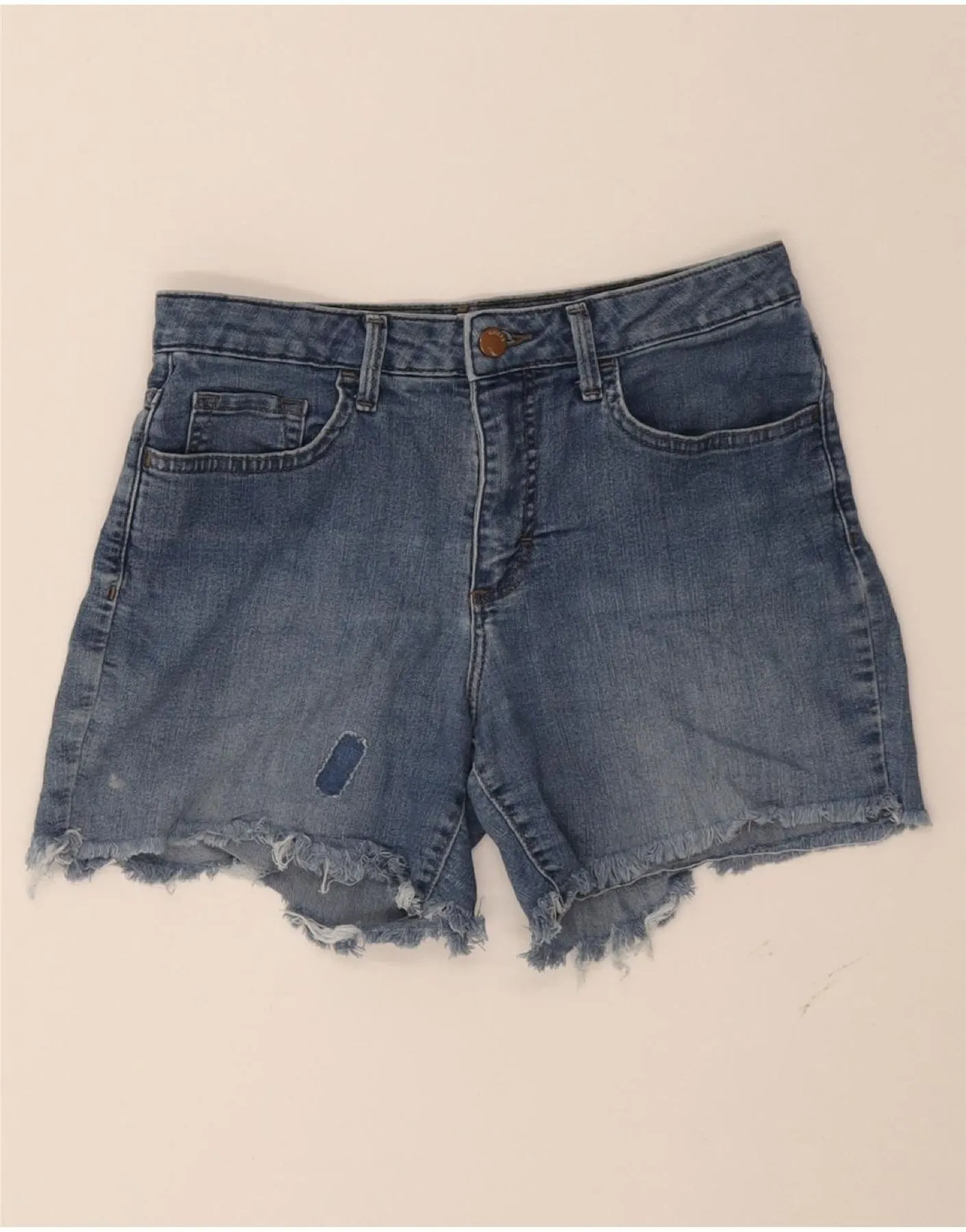 LEE Womens Riders Mid Rise Distressed Denim Shorts Small W28 Blue Cotton Wool blend