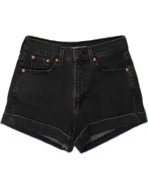 Rubberized Waist Grip Move Free LEVI'S Womens Mom Denim Shorts W27 Small Grey Cotton