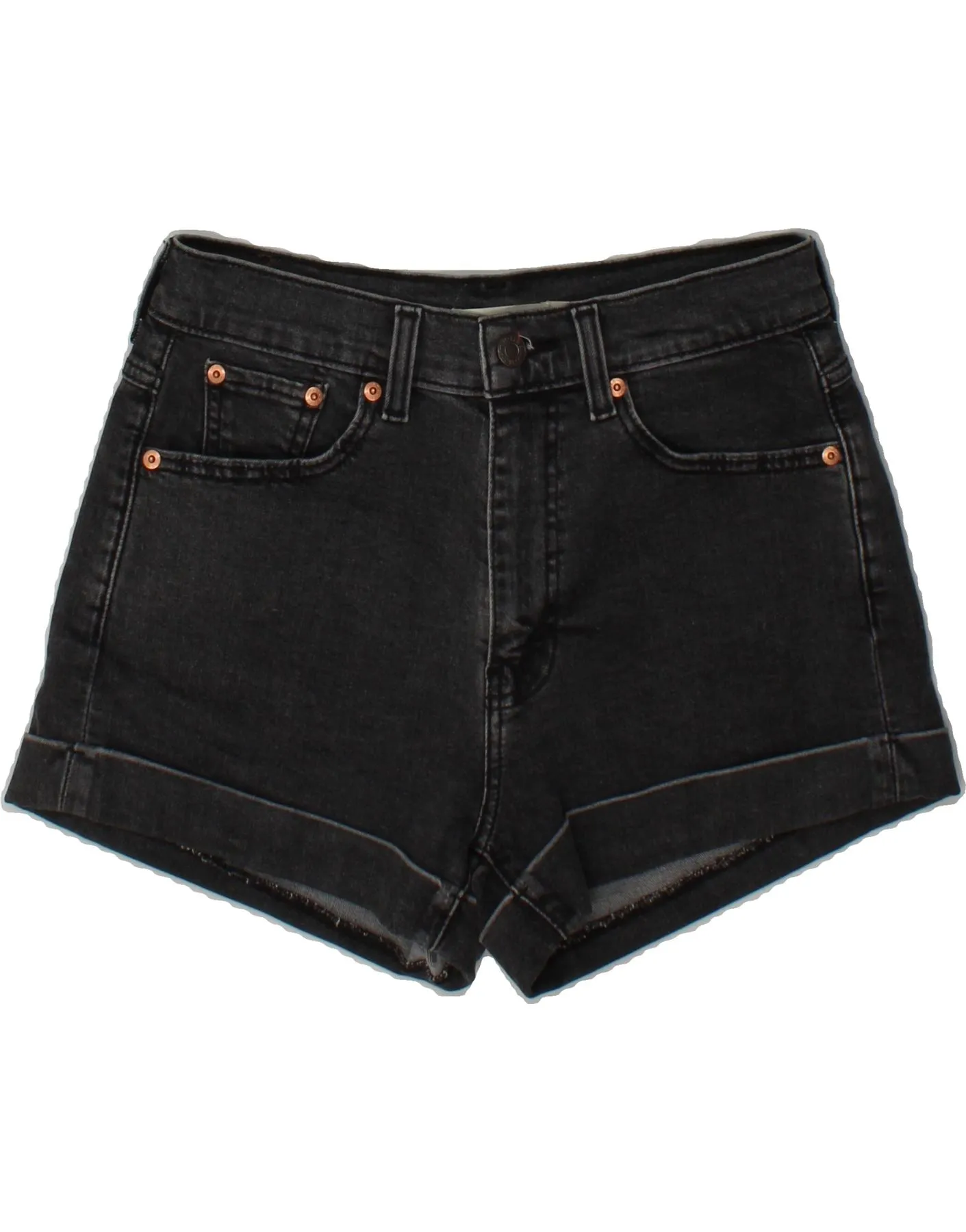 Rubberized Waist Grip Move Free LEVI'S Womens Mom Denim Shorts W27 Small Grey Cotton