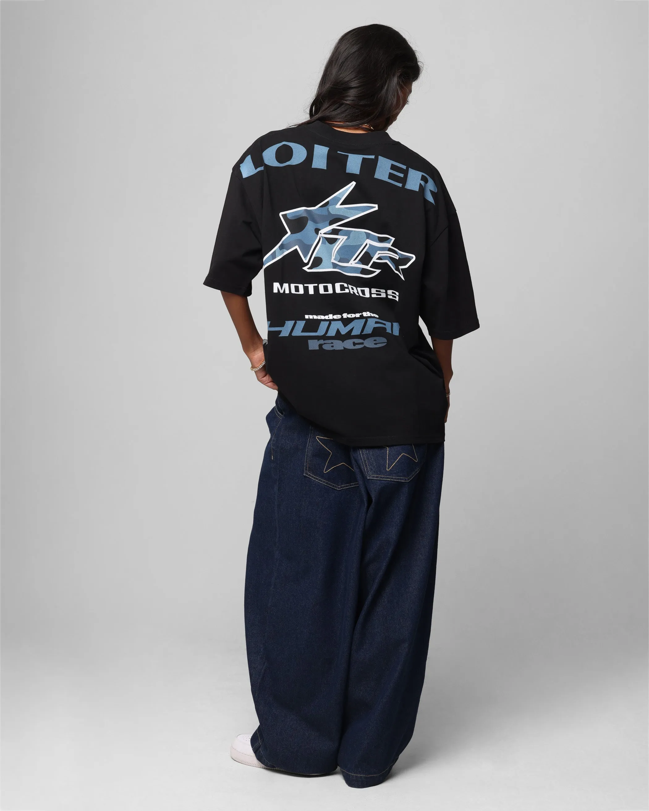 Seasonal top Timeless Must-Have Loiter Motocross Vintage T-Shirt Black/Navy Blue