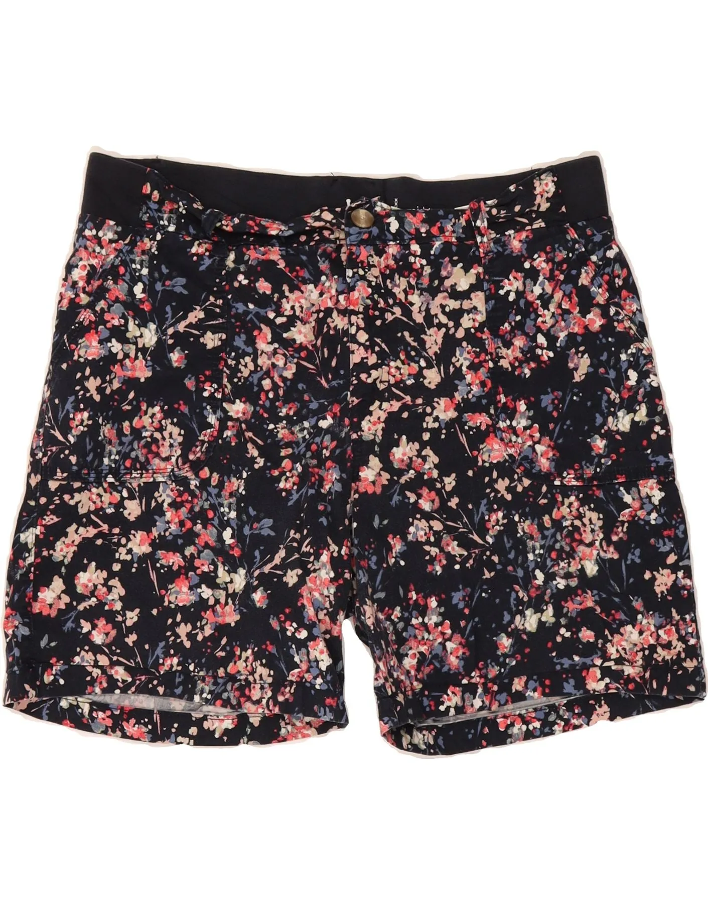 LEE Womens Riders Mid Rise Casual Shorts US 16 2XL W34  Navy Blue Floral Secure Closure System Functional Clothing