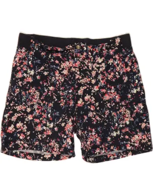 LEE Womens Riders Mid Rise Casual Shorts US 16 2XL W34  Navy Blue Floral Secure Closure System Functional Clothing