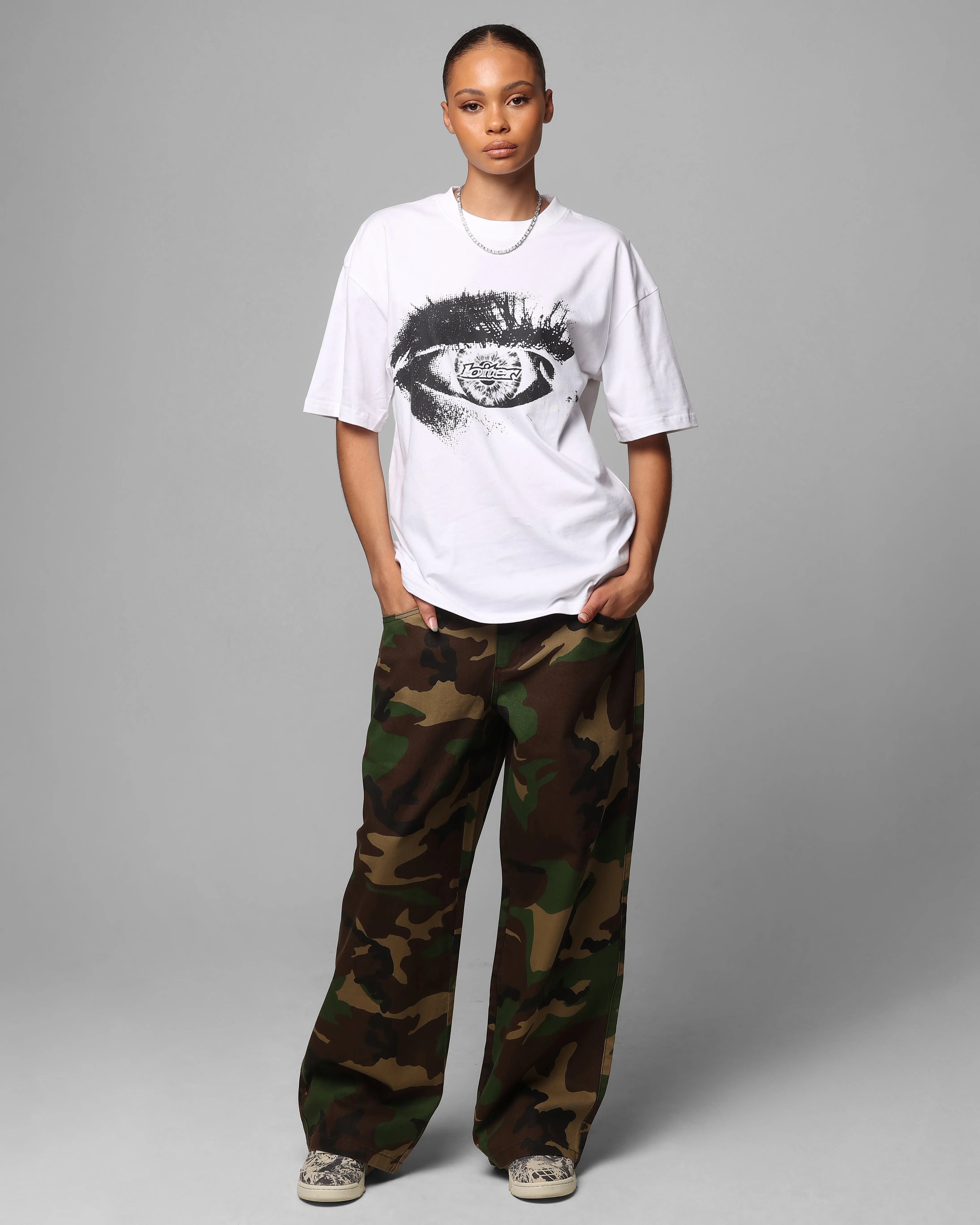 Loiter All Seeing Eye T-Shirt White Easy Fit Simple Comfort Wear