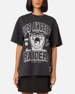 Mitchell & Ness Women's Las Vegas Raiders Arch Logo T-Shirt Faded Black Minimal Comfort Soft And Comfortable
