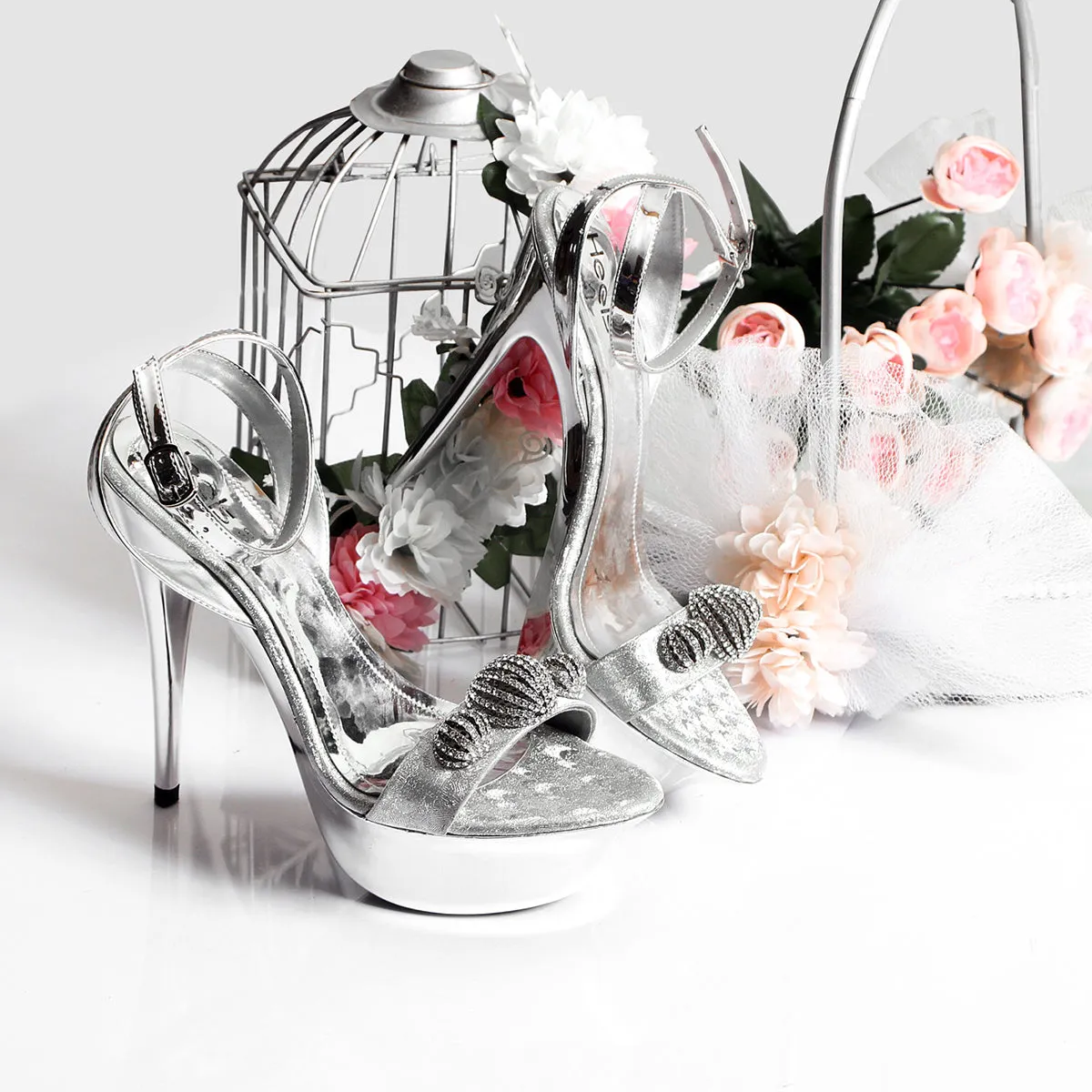 Silver Bridal Sandal L00660002 Energetic Mood Metallic Heels