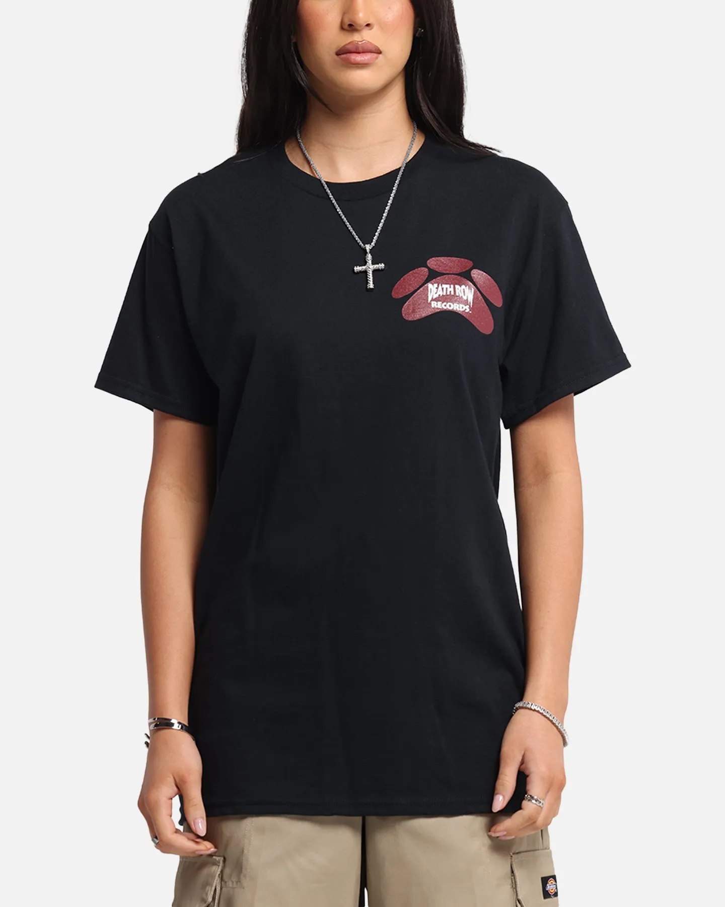 Versatile Option Solid color purity Deathrow Records Doberman Bandana T-Shirt Black