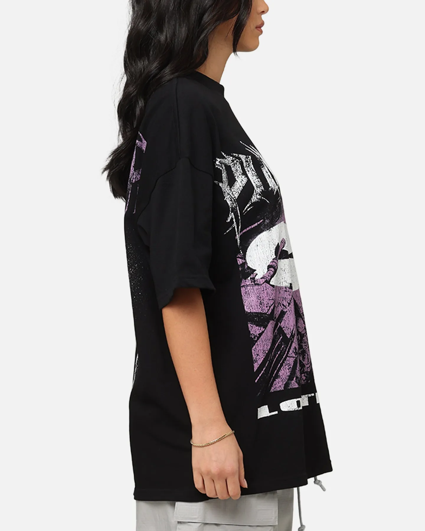 Loiter Marvel The Punisher Mock Neck T-Shirt Black Easy Fit Wear