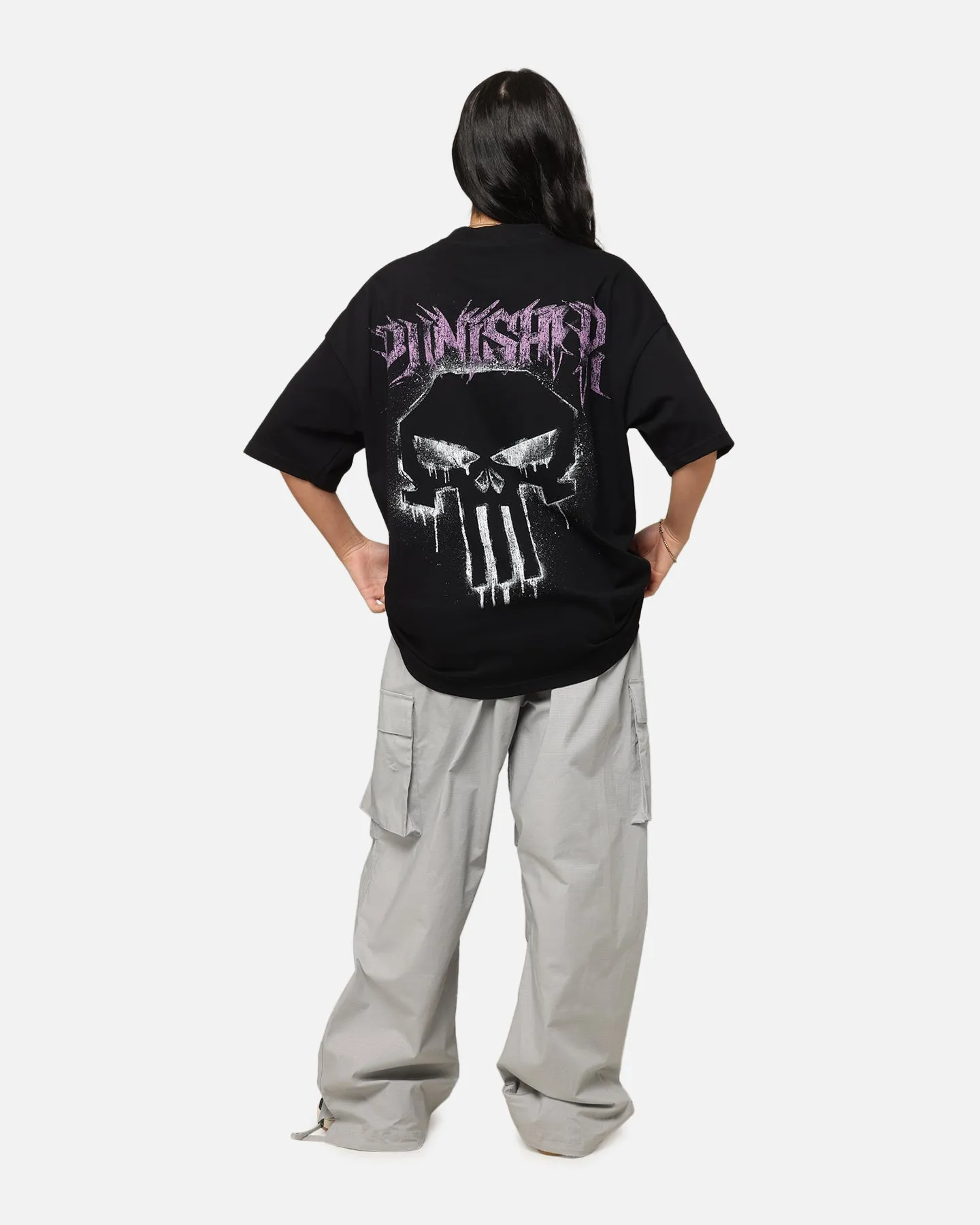 Loiter Marvel The Punisher Mock Neck T-Shirt Black SeamlessSidePanels Basic Comfort