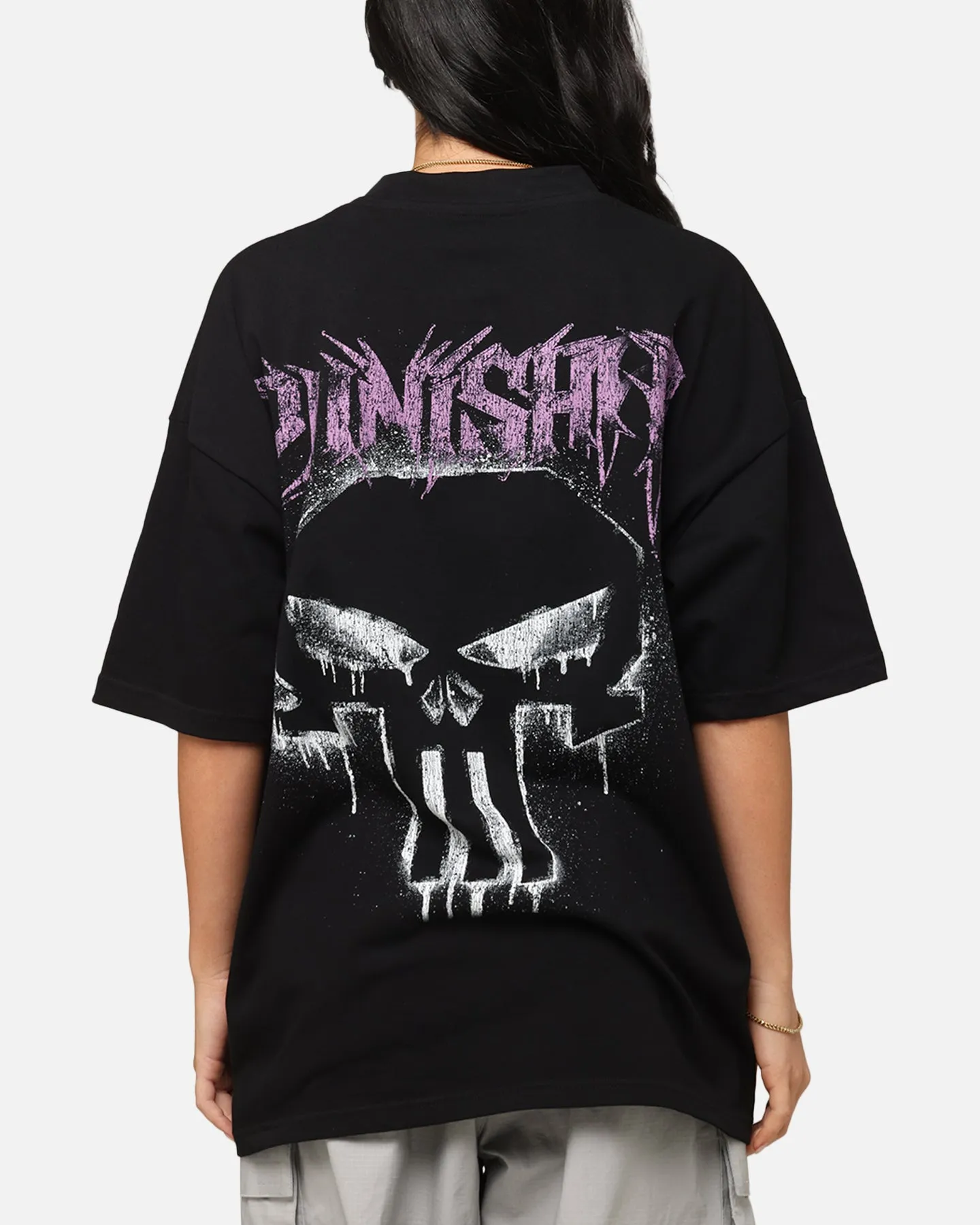 Loiter Marvel The Punisher Mock Neck T-Shirt Black Smooth Neckline