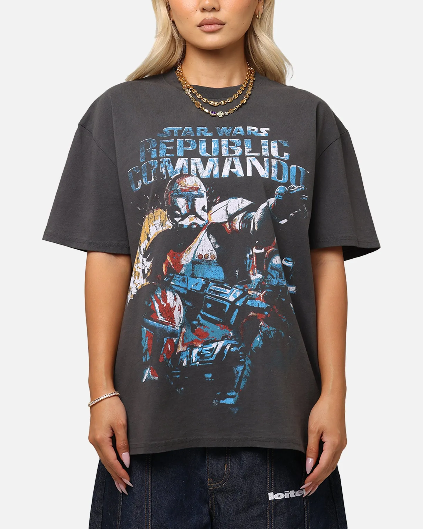 American Thrift Star Wars Battlefront Republic Commando Heavy T-Shirt Black Wash No Slip Shoulder Design