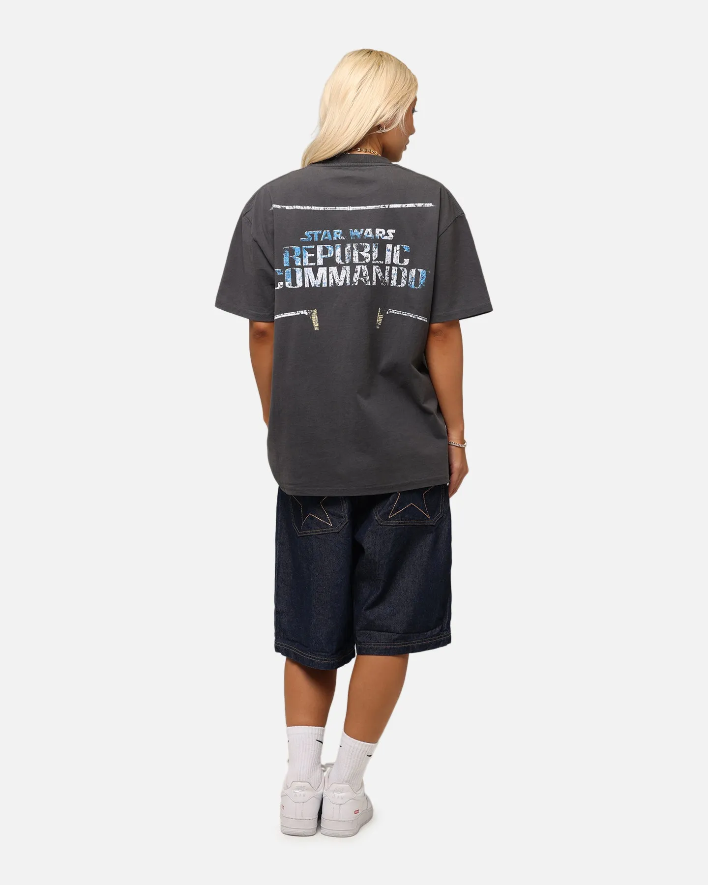 American Thrift Star Wars Battlefront Republic Commando Heavy T-Shirt Black Wash Crew Neck Design