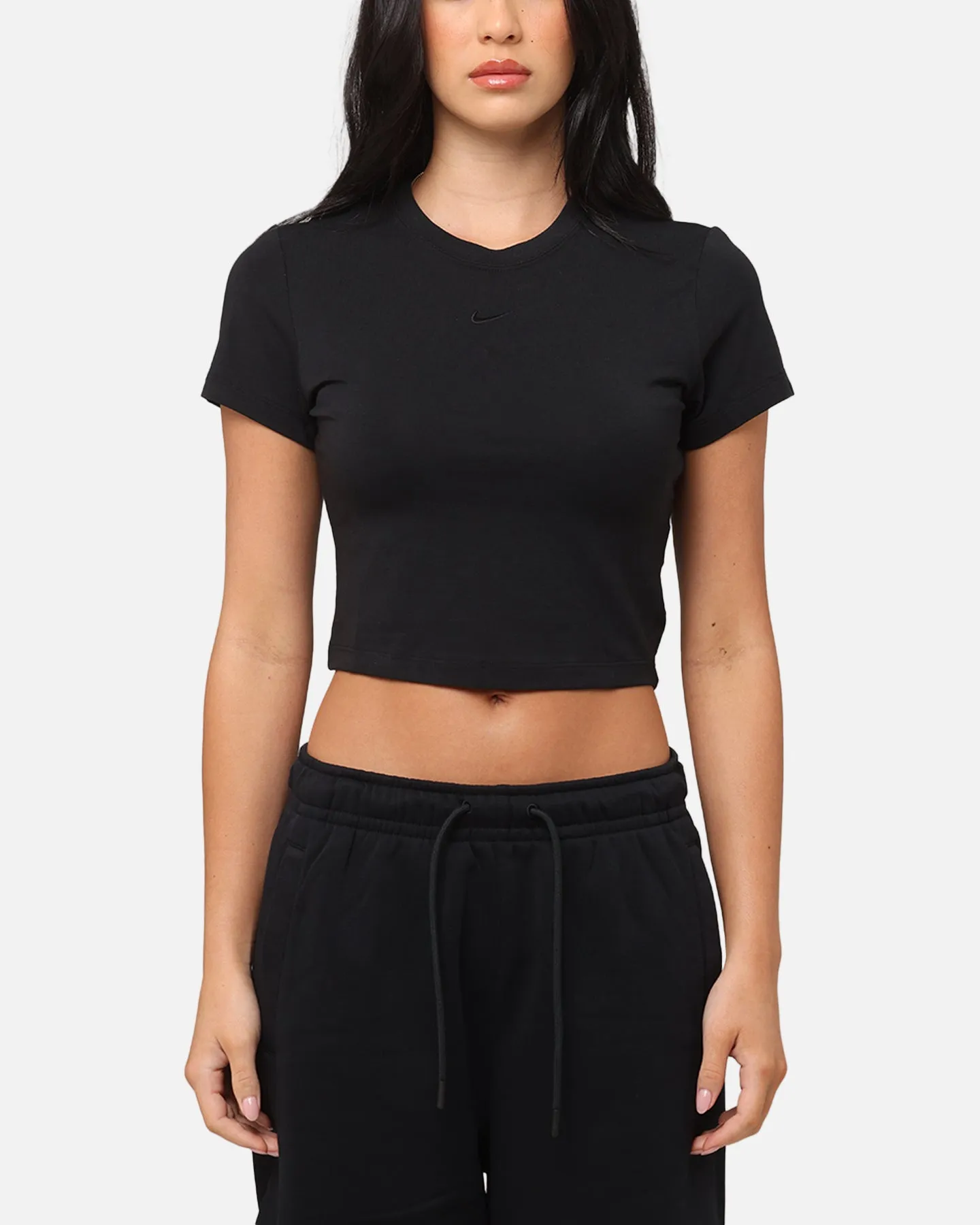 Pilling Resistant Finish Chilly Style Nike Women's Sportswear Chill Knit Crop T-Shirt Black/Black