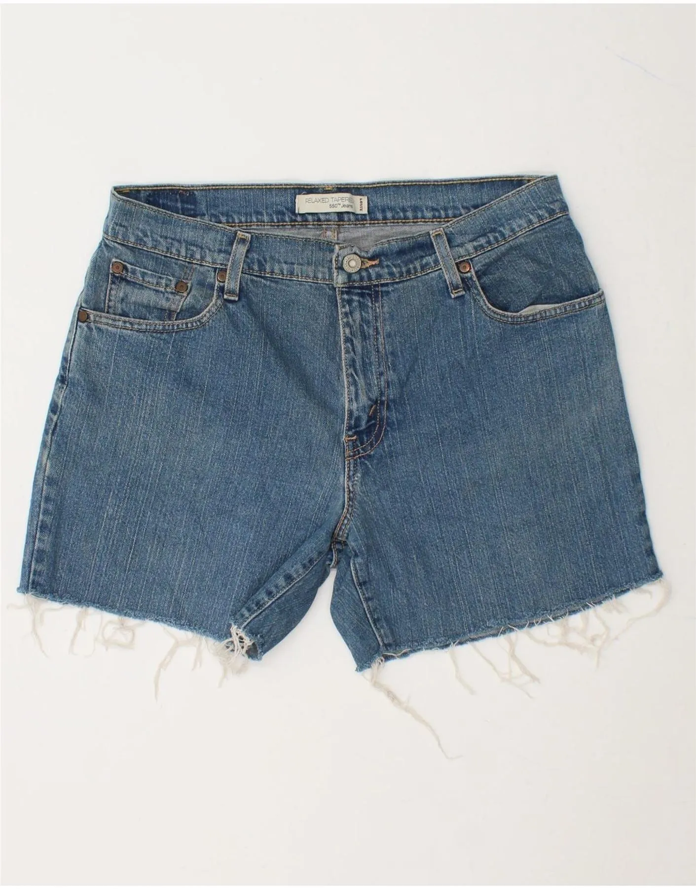 LEVI'S Womens 550 Denim Shorts US 12 Large W32 Blue Cotton Stretch Wear