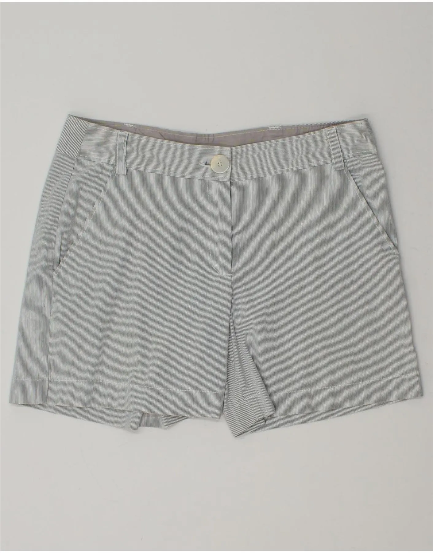 BENETTON Womens Chino Shorts IT 46 Large W34 Grey Pinstripe Cotton Comfortable fit Holiday Gift