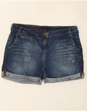 ZARA Womens Distressed Denim Shorts EU 40 Medium W30 Navy Blue Cotton dungarees