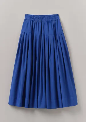 Pleated Raised Stripe Cotton Skirt | French Blue Cuffed hem Anti Static Lining