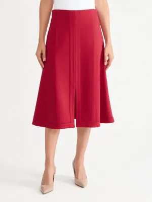 Resale Value A-Line LuxeStretch Ponte Midi Skirt, Scarlet Red - True Fit
