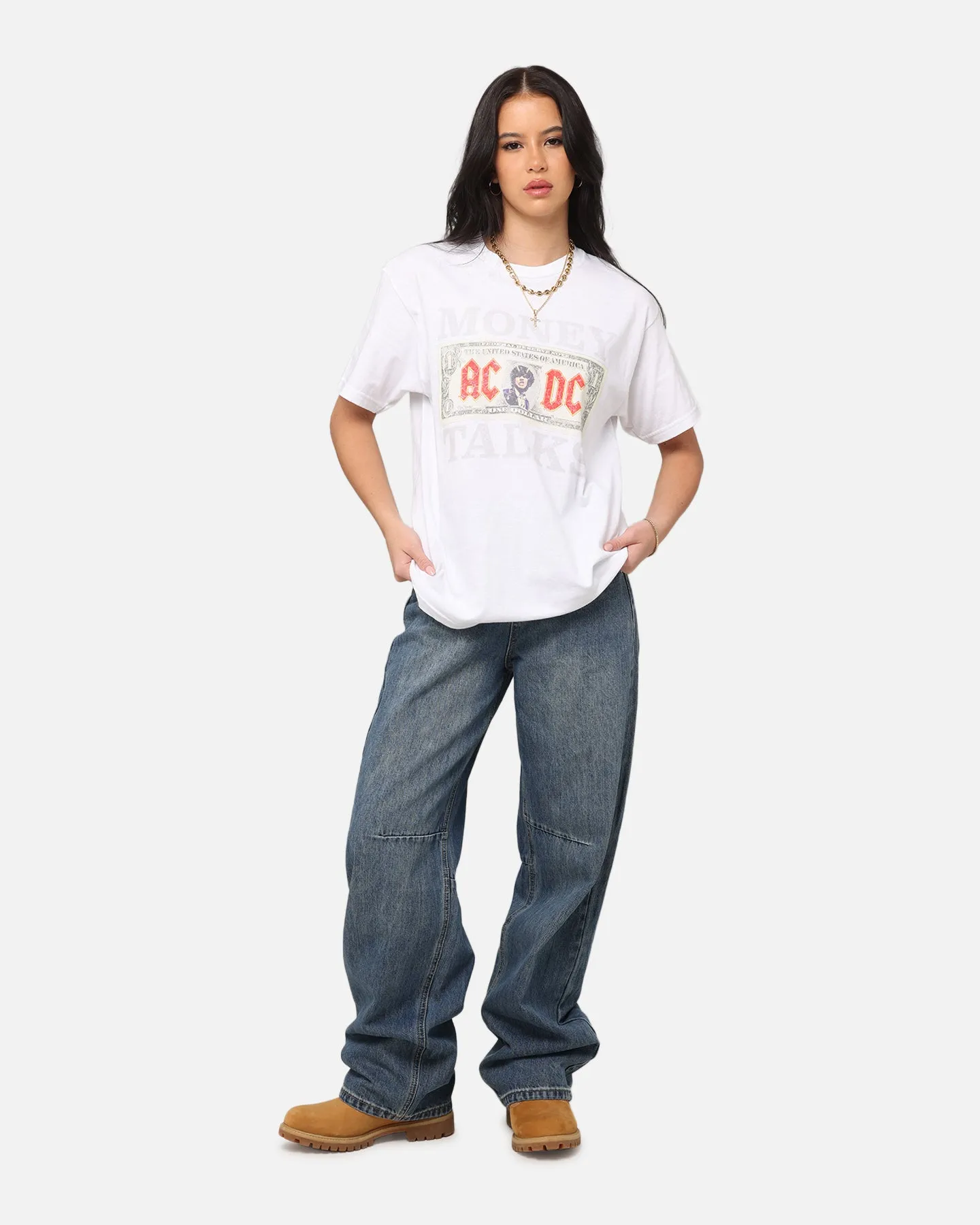 AC/DC Money Talks T-Shirt Vintage White Stylish