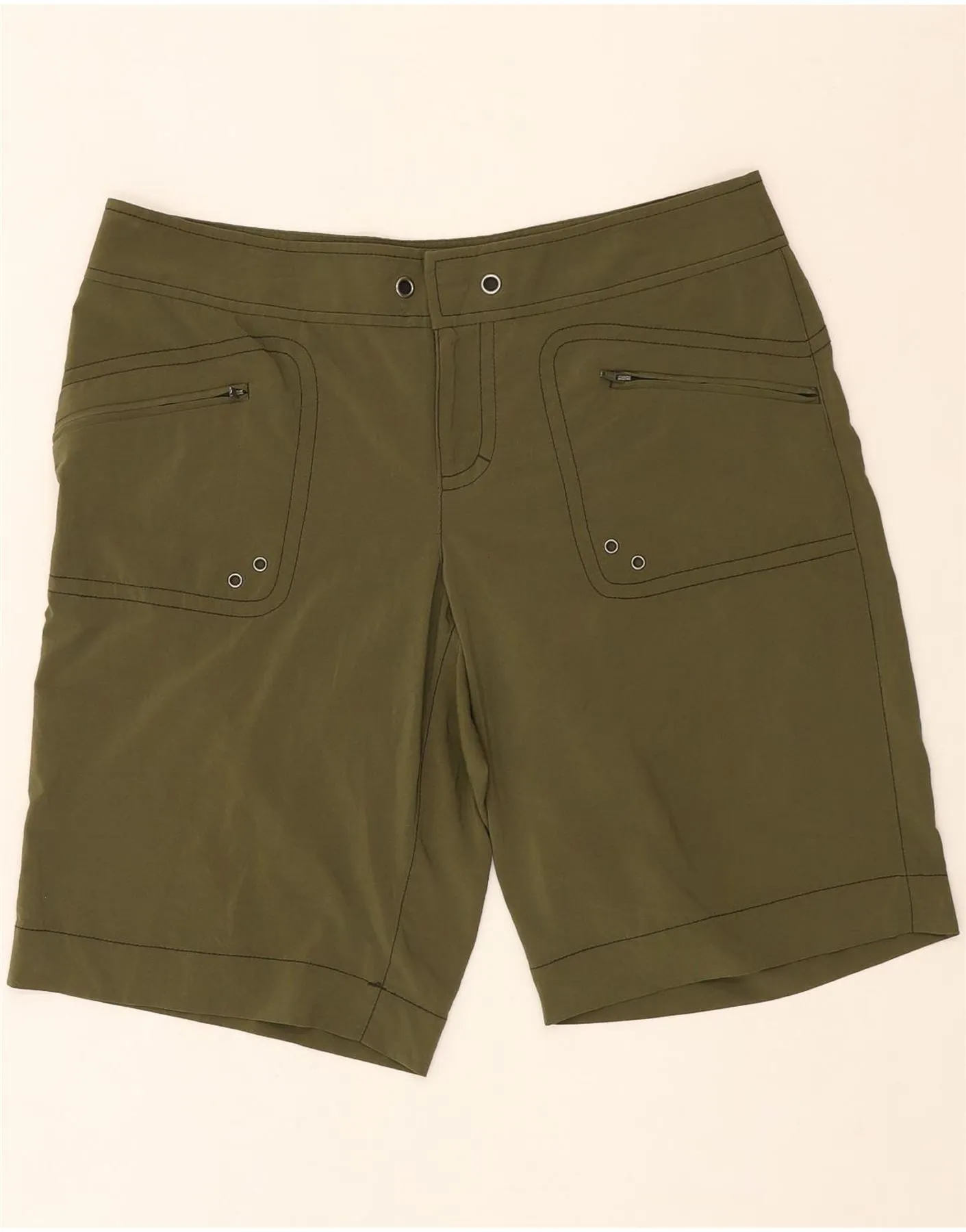 ATHLETA Womens Bermuda Shorts W34 Large Green muted colors checkered pattern