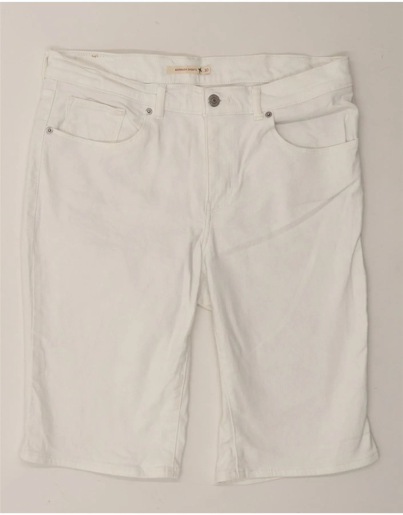 City Shorts Casual Clothing LEVI'S Womens Bermuda Denim Shorts W30 Medium White Cotton