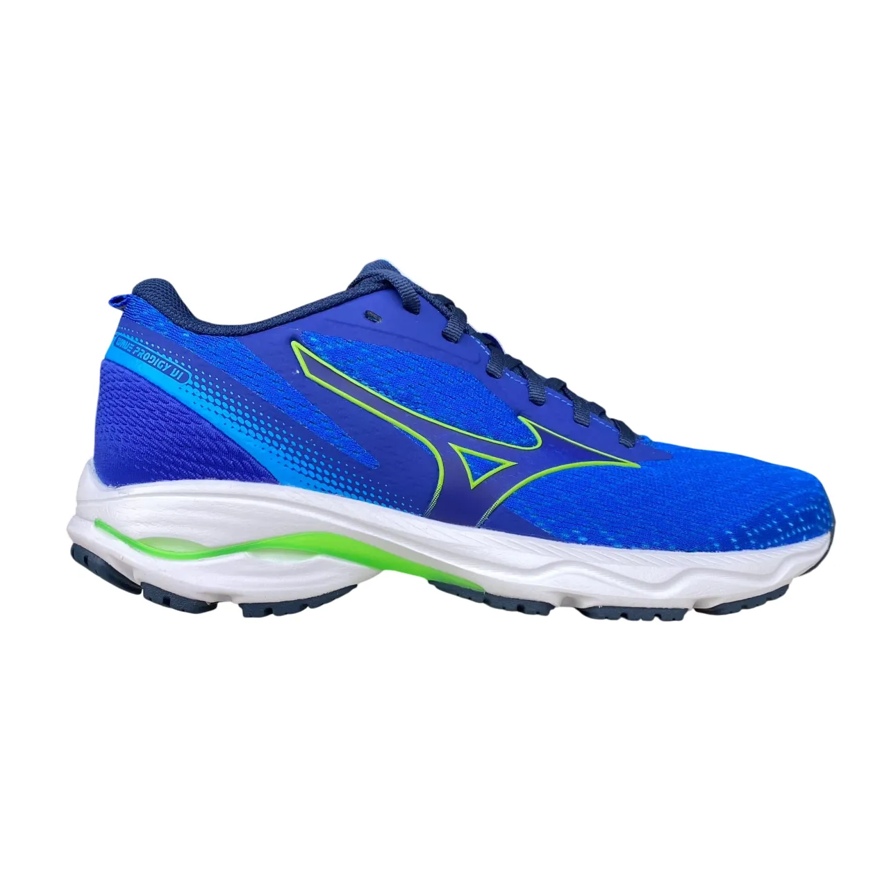 Mizuno scarpa da corsa da uomo Wave Prodigy 6 J1GC241053 blu-verde 3D Knit Structure
